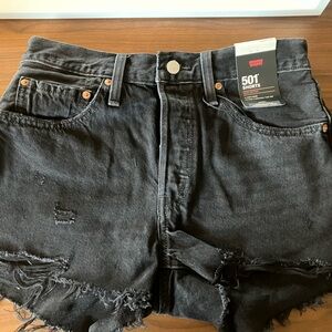 NWT Levi’s 501 Black cutoff Jean shorts